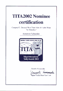Nominierungsurkunde für den Tokyo International Teddy Award - die TITA 2002